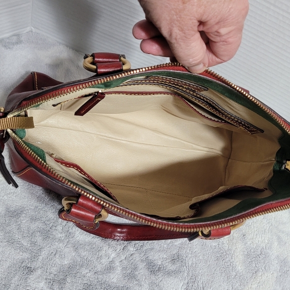 Dooney & BURKE Florentine Cameron Satchel Red, Italian Vacchetta Leather - Picture 9 of 15